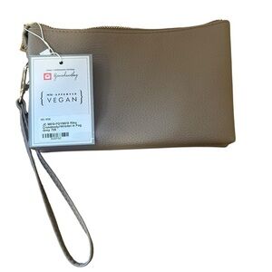 Jen & Co Riley Vegan Leather Crossbody Wristlet Clutch Fog Grey NWT